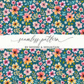 Floral Seamless Pattern, Botanical Digital Paper, Flower Repeat Design, Fabric Print Digital Download, Commercial Use, 2 JPEG Scales - Moore and Mountain