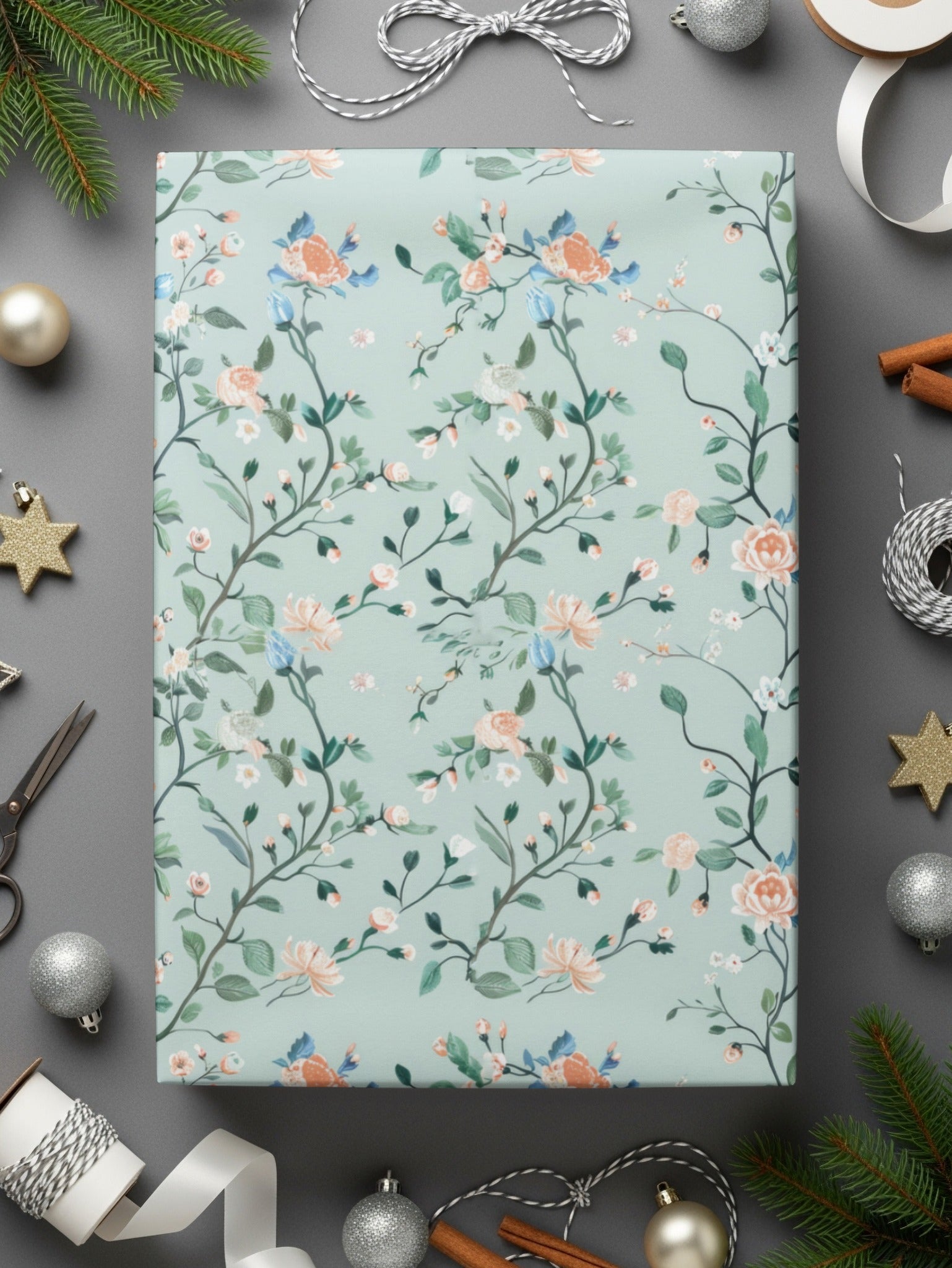 Floral Seamless Pattern, Chinoiserie Digital Paper, Elegant Flower Design, Printable Fabric Pattern, Vintage Backgrounds, Digital - Moore and Mountain