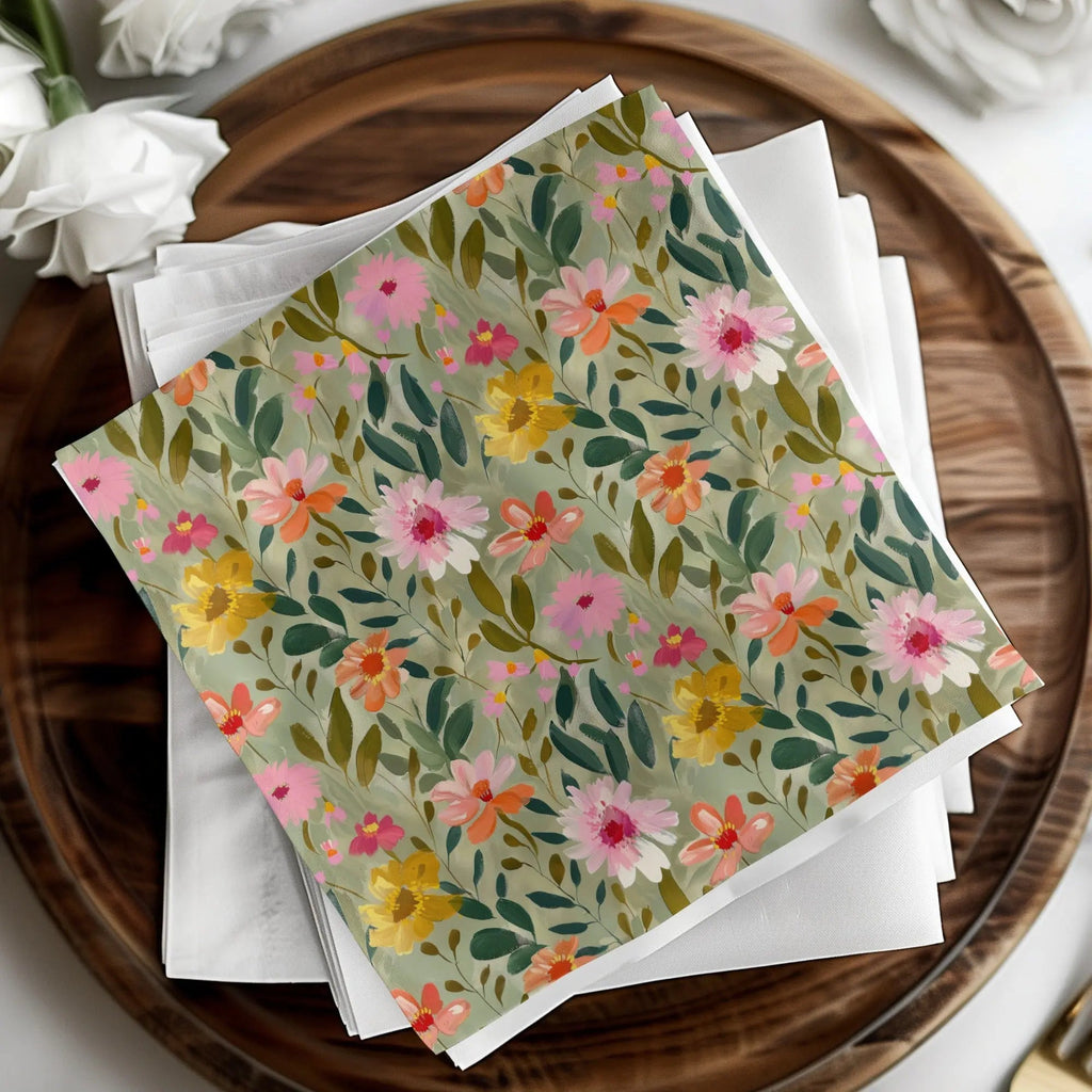 Floral Seamless Pattern Digital, Botanical Illustration, Flower Garden Print, Watercolor Texture, Fabric Design, Repeat Pattern, Digital - Moore and Mountain