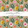 Floral Seamless Pattern Digital, Botanical Illustration, Flower Garden Print, Watercolor Texture, Fabric Design, Repeat Pattern, Digital - Moore and Mountain