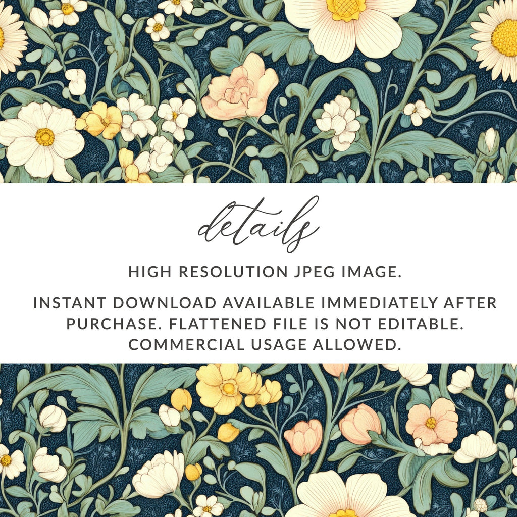 Floral Seamless Pattern Digital, Botanical Print Design, Flower Background, Printable Art, Fabric Pattern, Scrapbook Paper, Digital Paper - Moore and Mountain