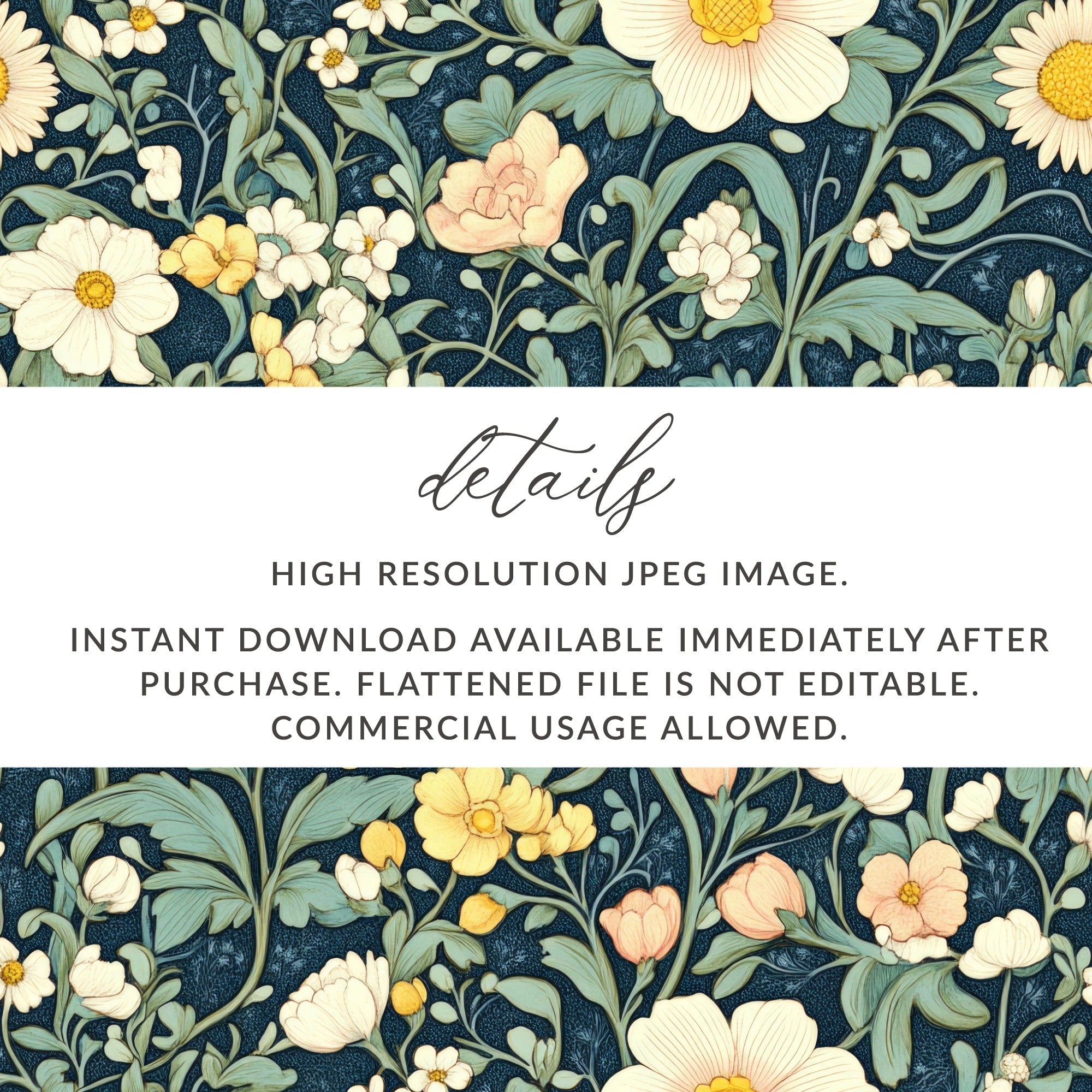 Floral Seamless Pattern Digital, Botanical Print Design, Flower Background, Printable Art, Fabric Pattern, Scrapbook Paper, Digital Paper - Moore and Mountain