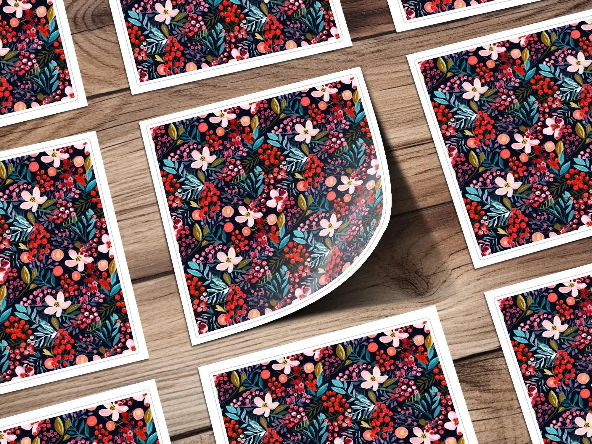 Floral Seamless Pattern Digital, Dark Botanical Print, Flower Fabric Design, Berries Illustration, Watercolor Floral, Repeat Pattern - Moore and Mountain