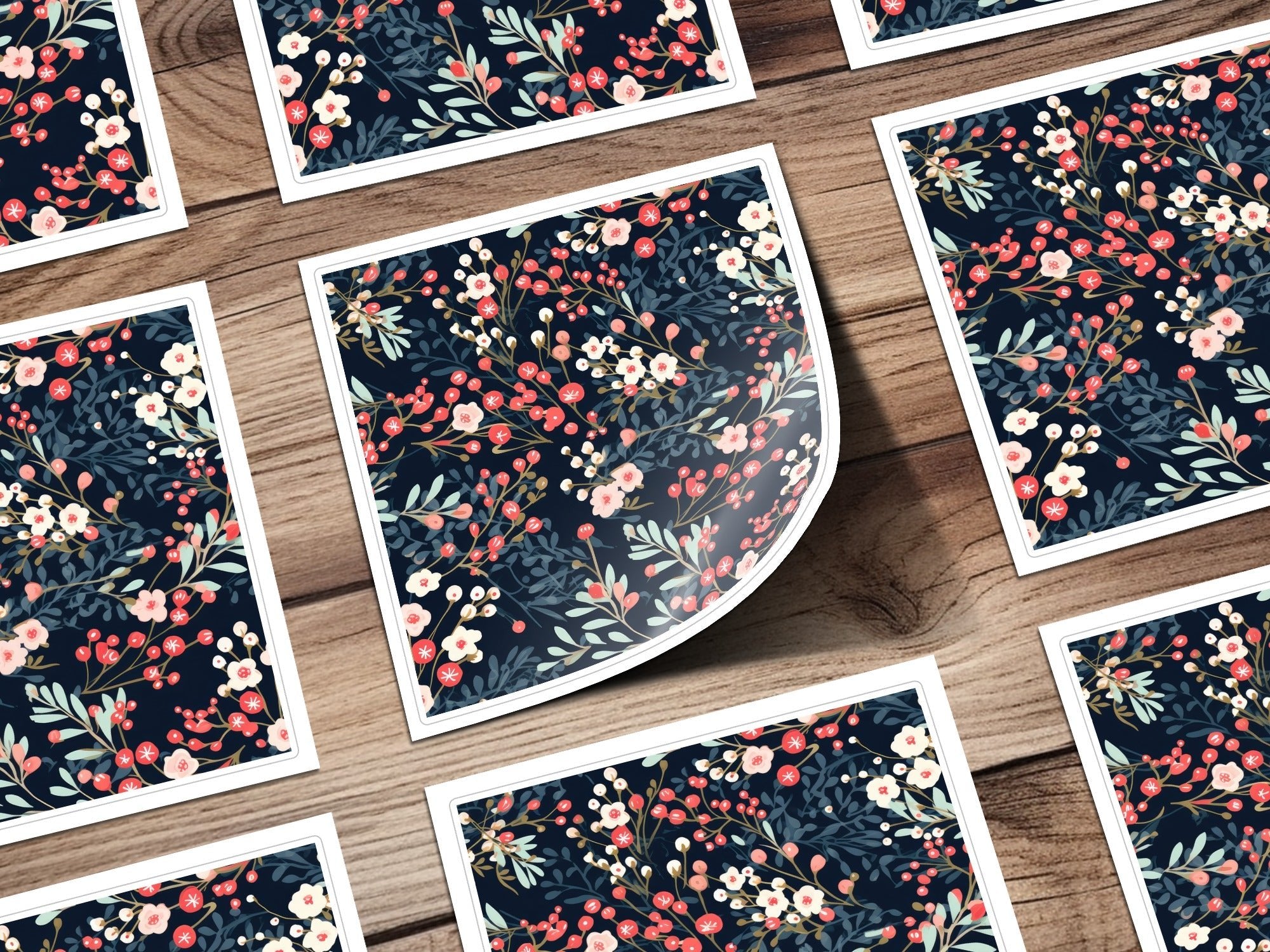 Floral Seamless Pattern, Digital Download, Berry Pattern, Repeating Flower Design, Scrapbooking Paper, Commercial Use, Textile Design - Moore and Mountain