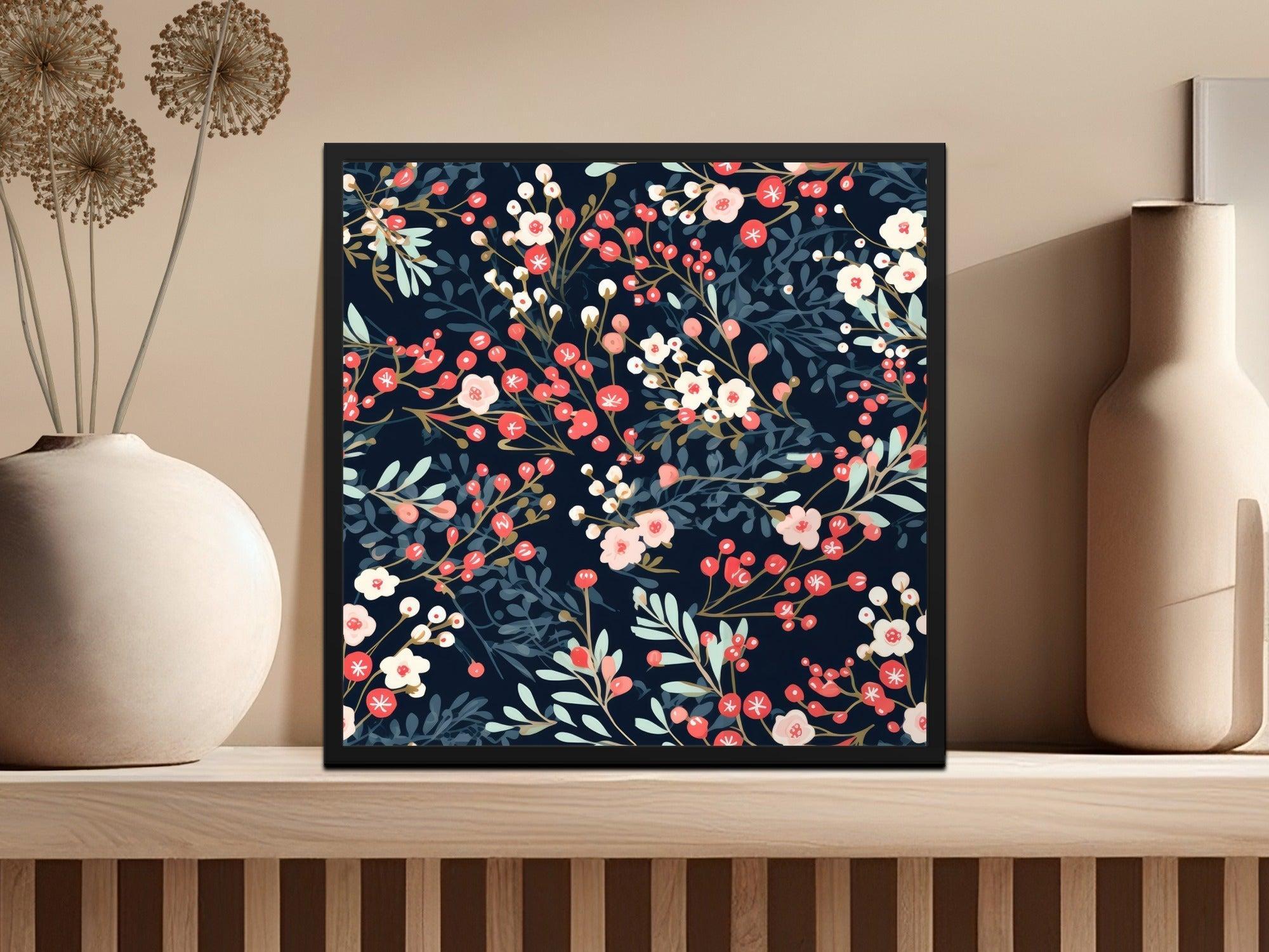 Floral Seamless Pattern, Digital Download, Berry Pattern, Repeating Flower Design, Scrapbooking Paper, Commercial Use, Textile Design - Moore and Mountain