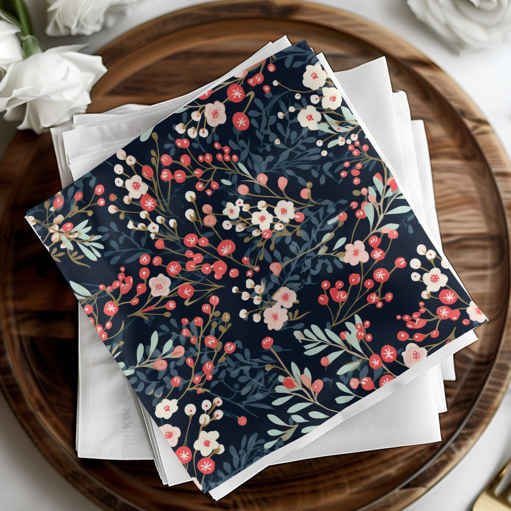 Floral Seamless Pattern, Digital Download, Berry Pattern, Repeating Flower Design, Scrapbooking Paper, Commercial Use, Textile Design - Moore and Mountain