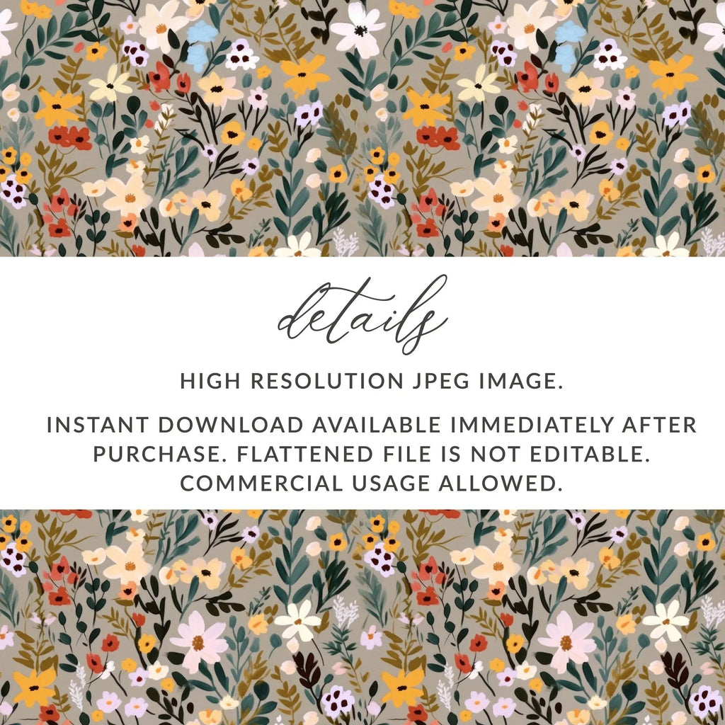 Floral Seamless Pattern, Digital Download, Neutral Colors, Flower Background, 12x12 JPEG Files, Fabric Design, Scrapbooking, Digital Paper - Moore and Mountain