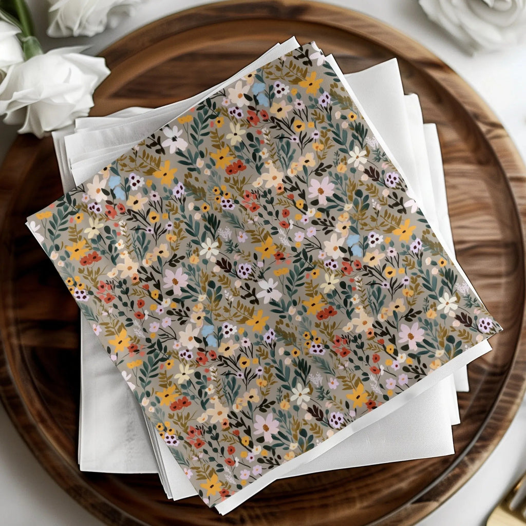 Floral Seamless Pattern, Digital Download, Neutral Colors, Flower Background, 12x12 JPEG Files, Fabric Design, Scrapbooking, Digital Paper - Moore and Mountain