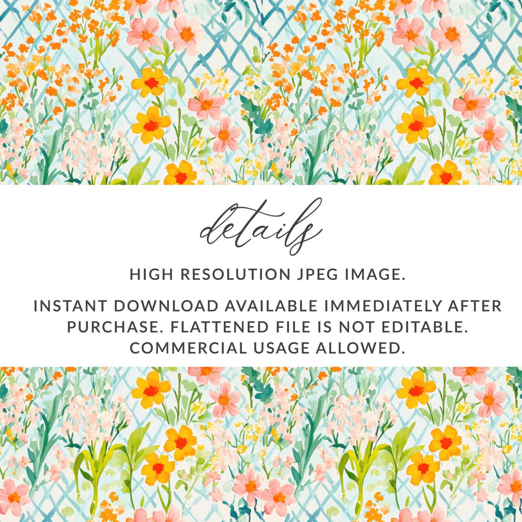 Floral Seamless Pattern Digital Download, Watercolor Flowers Repeat Pattern, Fabric Design, Scrapbooking Paper, Backgrounds, Surface Print - Moore and Mountain