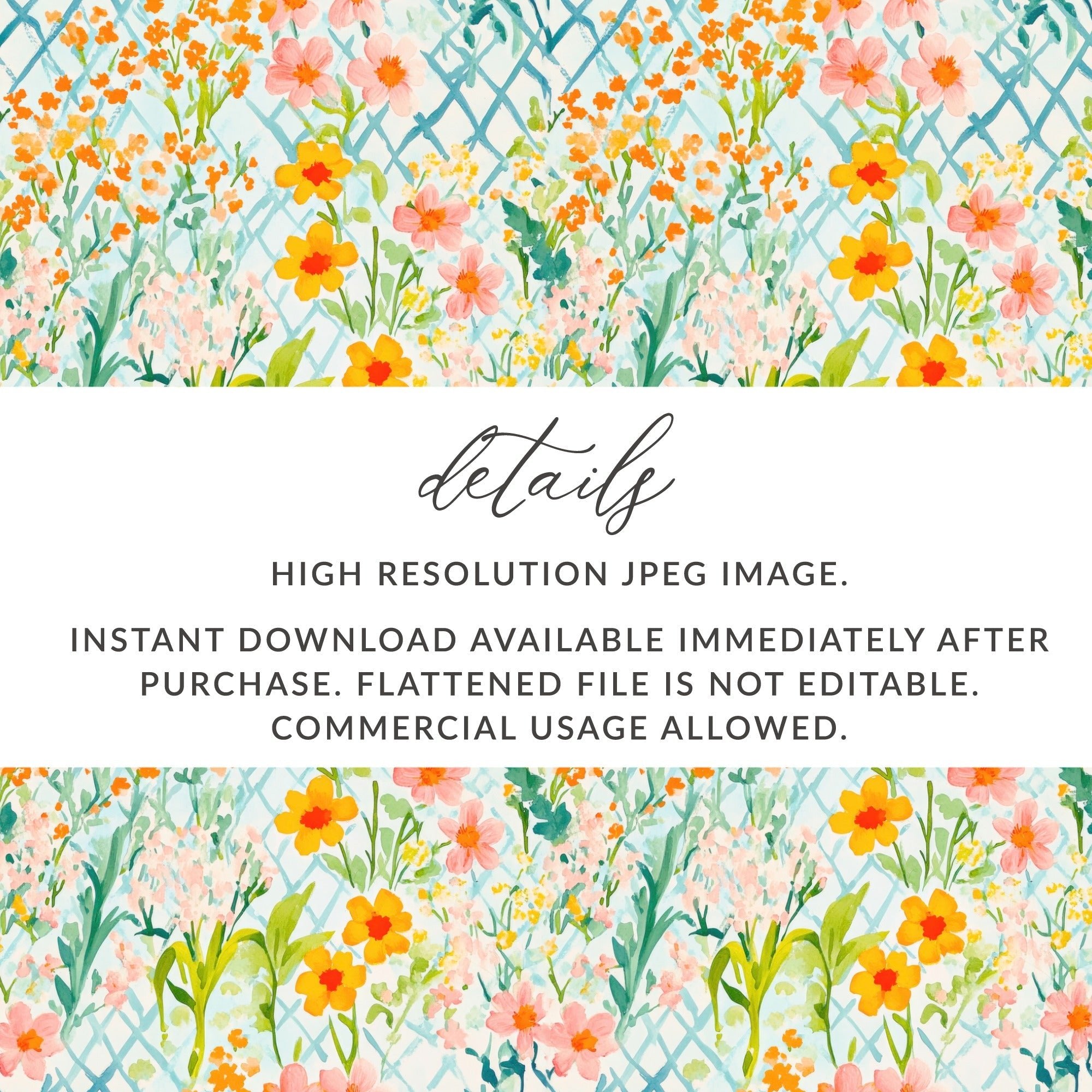 Floral Seamless Pattern Digital Download, Watercolor Flowers Repeat Pattern, Fabric Design, Scrapbooking Paper, Backgrounds, Surface Print - Moore and Mountain
