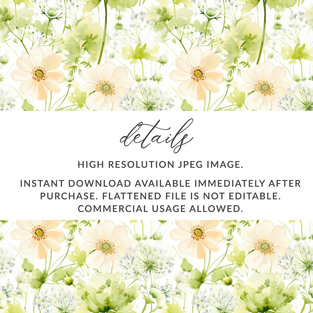 Floral Seamless Pattern Digital, Flower Background Texture Paper, Watercolor Pattern Design, Printable Surface Pattern Files - Moore and Mountain