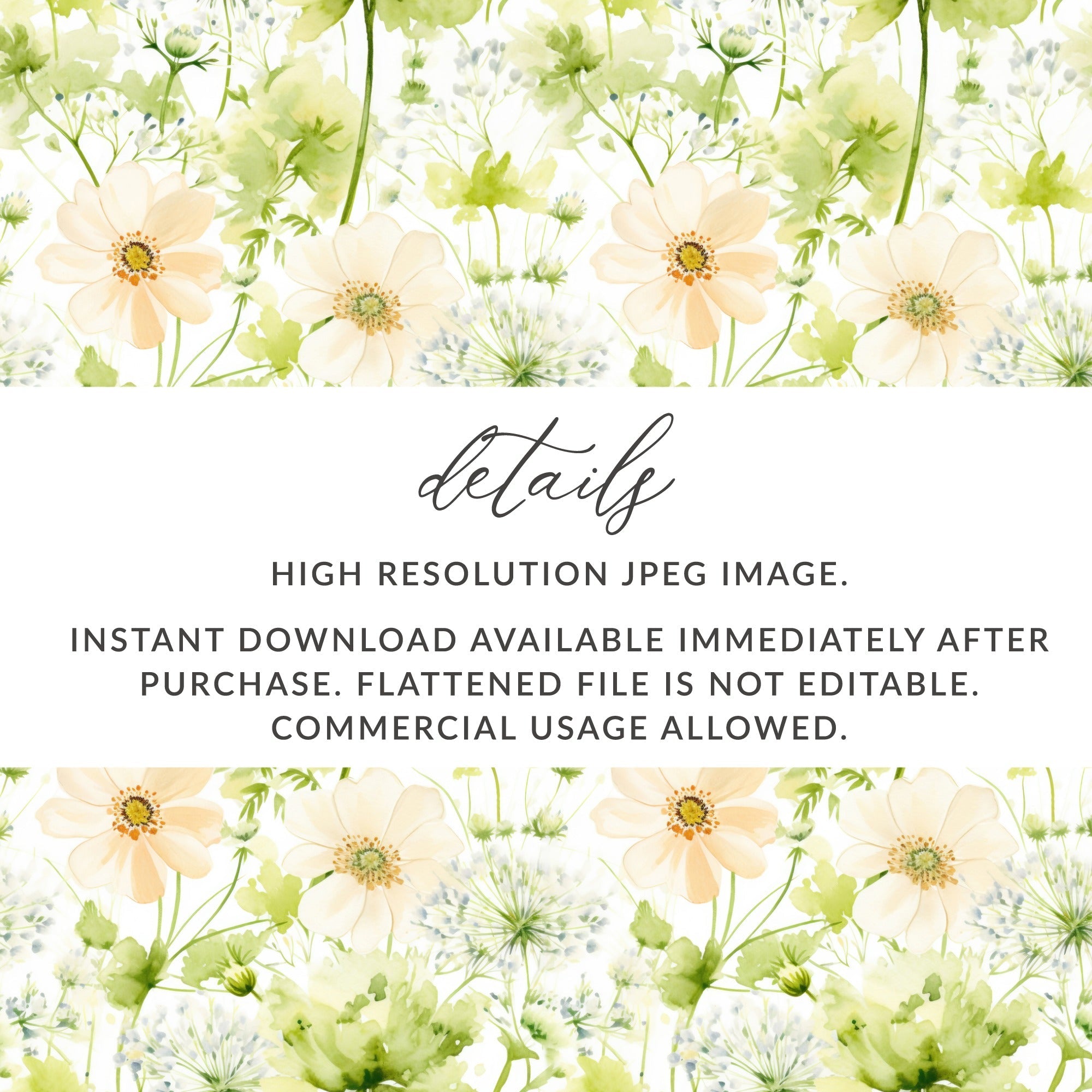 Floral Seamless Pattern Digital, Flower Background Texture Paper, Watercolor Pattern Design, Printable Surface Pattern Files - Moore and Mountain