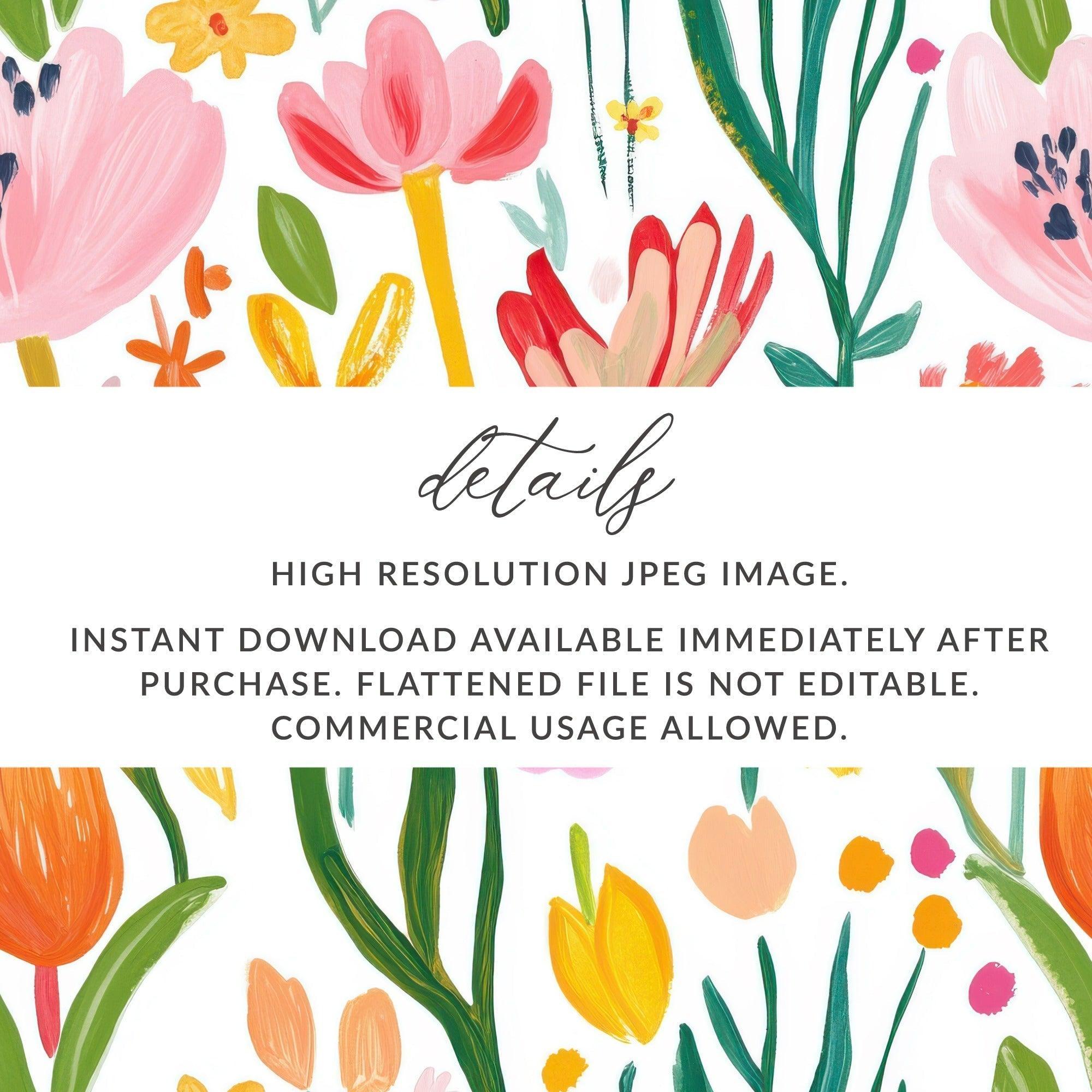 Floral Seamless Pattern Digital, Flower Clipart, Scrapbook Paper, Floral Design, Fabric Design, Floral Illustration, Paper Crafts - Moore and Mountain
