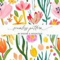Floral Seamless Pattern Digital, Flower Clipart, Scrapbook Paper, Floral Design, Fabric Design, Floral Illustration, Paper Crafts - Moore and Mountain
