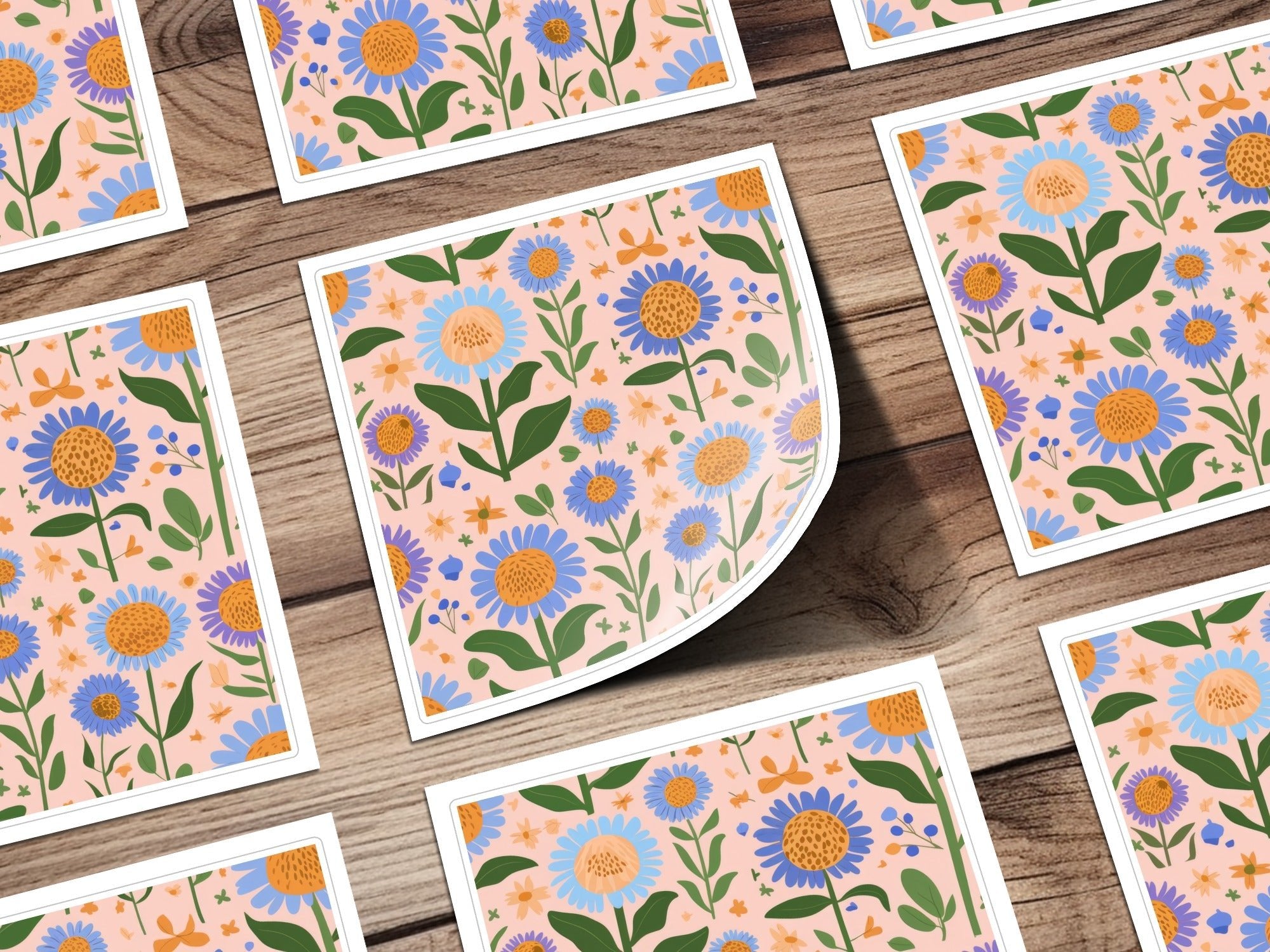 Floral Seamless Pattern Digital, Flower Print File, Blue Flower Design, Digital Download, Seamless Background, Fabric Pattern, 12x12 JPEG - Moore and Mountain