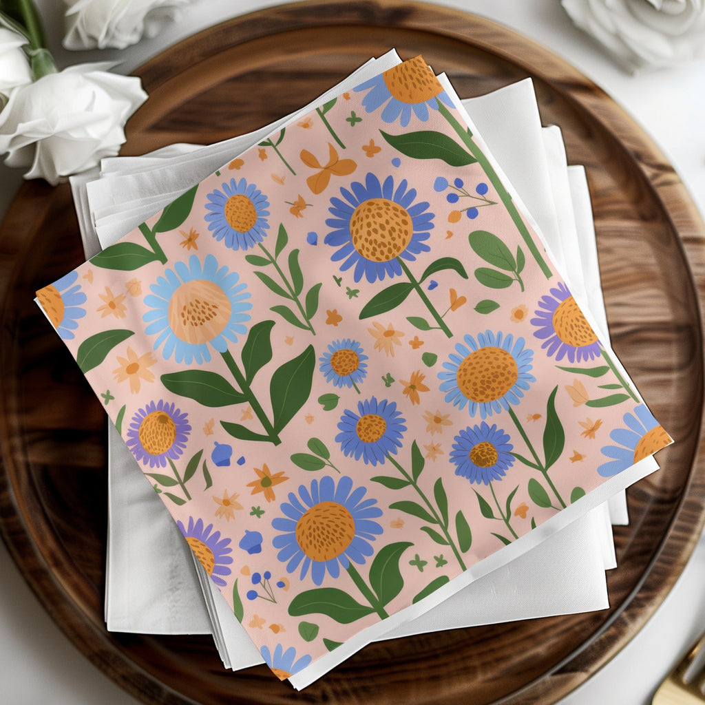 Floral Seamless Pattern Digital, Flower Print File, Blue Flower Design, Digital Download, Seamless Background, Fabric Pattern, 12x12 JPEG - Moore and Mountain