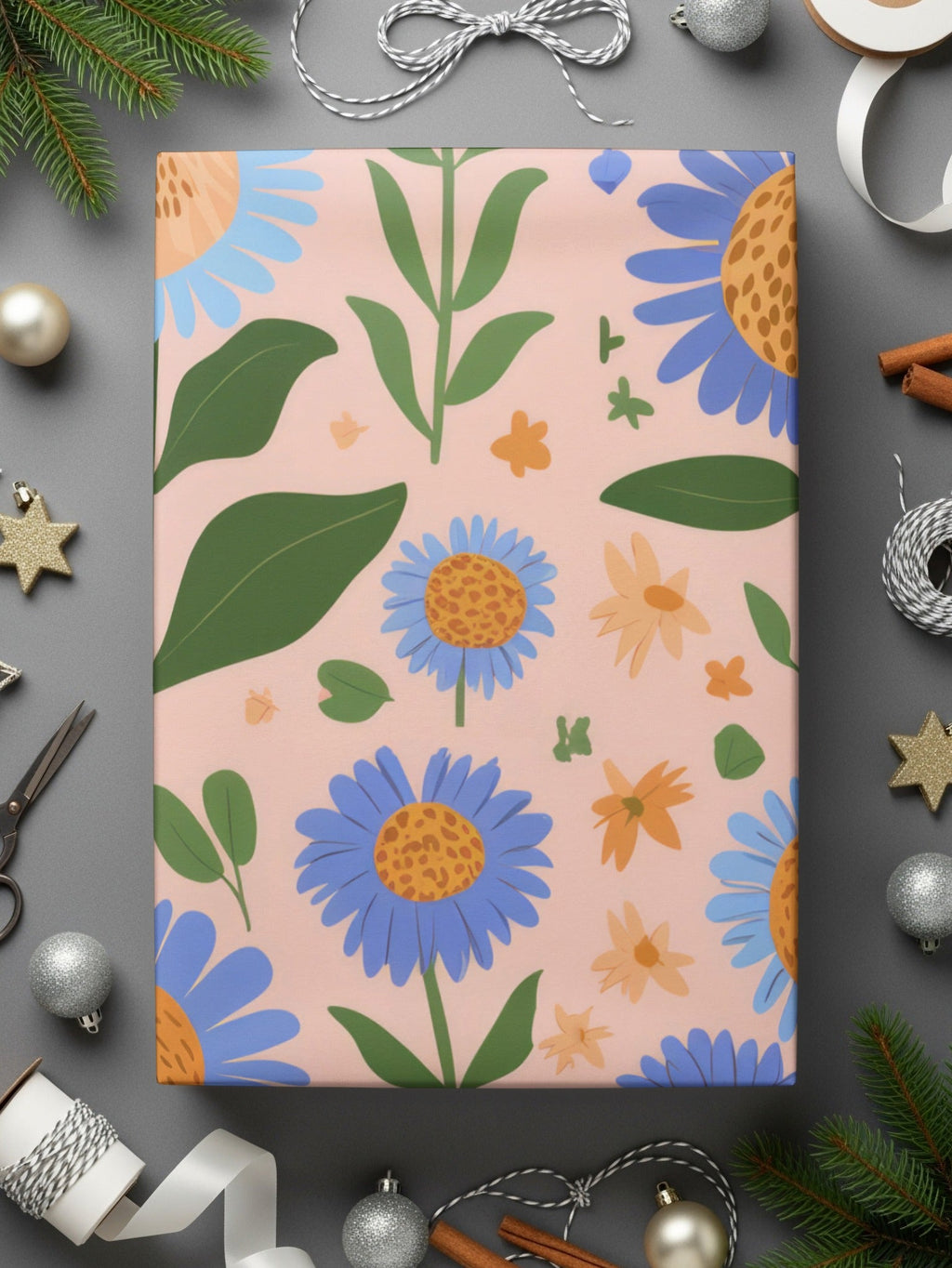 Floral Seamless Pattern Digital, Flower Print File, Blue Flower Design, Digital Download, Seamless Background, Fabric Pattern, 12x12 JPEG - Moore and Mountain