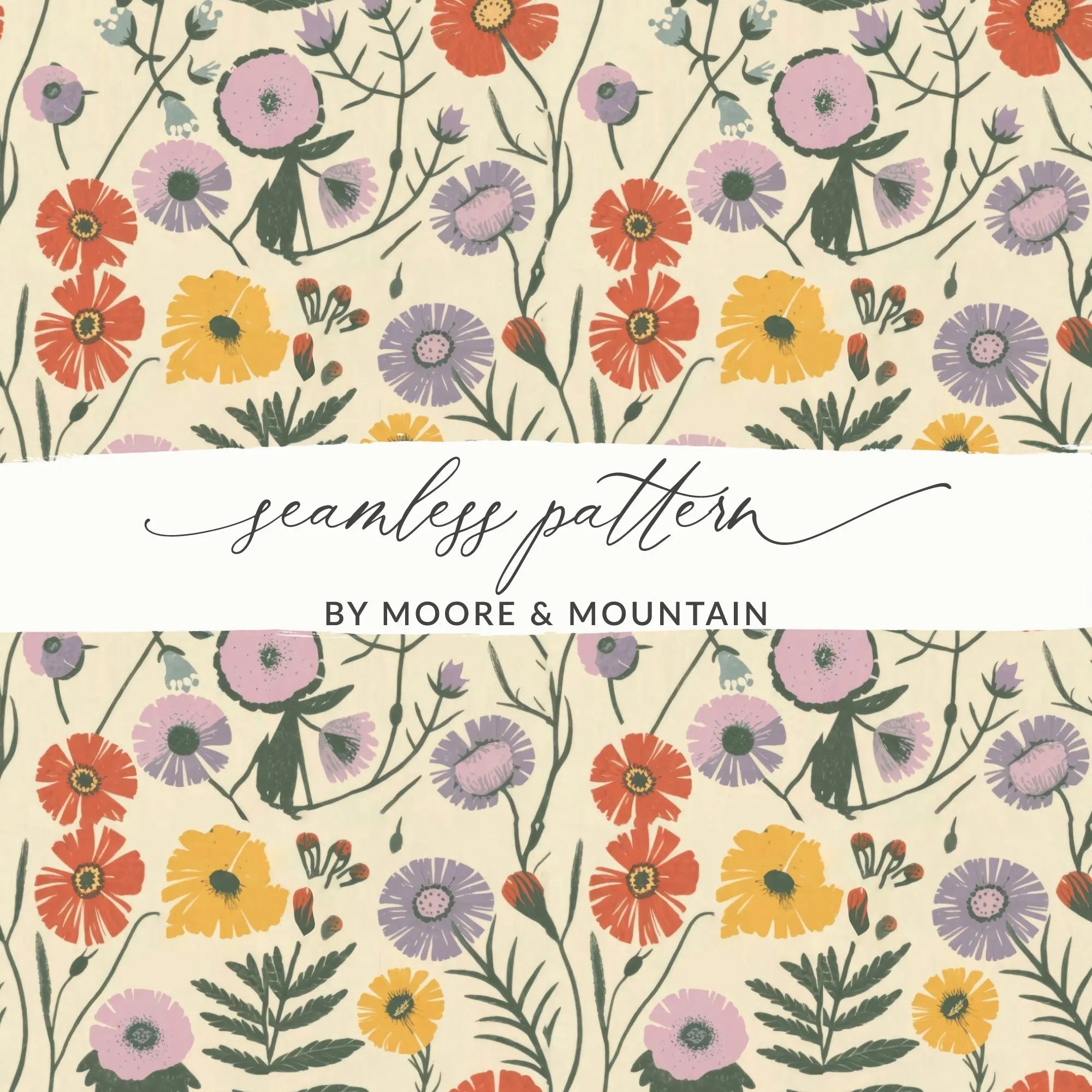 Floral Seamless Pattern Digital, Flower Repeat Pattern, Digital Paper for Fabric, Floral Design, Scrapbooking, Backgrounds, Craft Supplies - Moore and Mountain