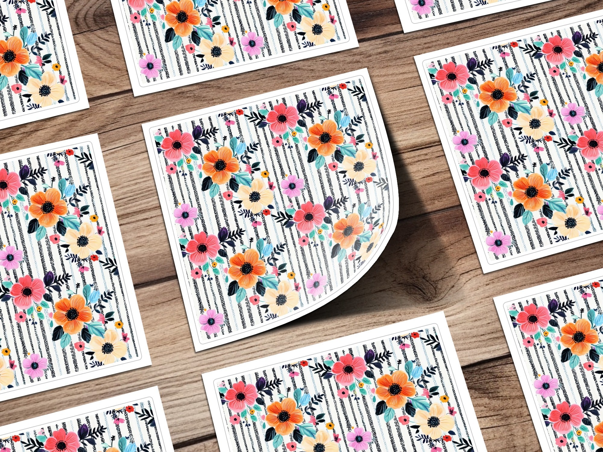 Floral Seamless Pattern Digital, Flower Stripes Design, Fabric Print, Scrapbooking Paper, Digital Download for Crafts, Commercial Use - Moore and Mountain