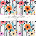 Floral Seamless Pattern Digital, Flower Stripes Design, Fabric Print, Scrapbooking Paper, Digital Download for Crafts, Commercial Use - Moore and Mountain
