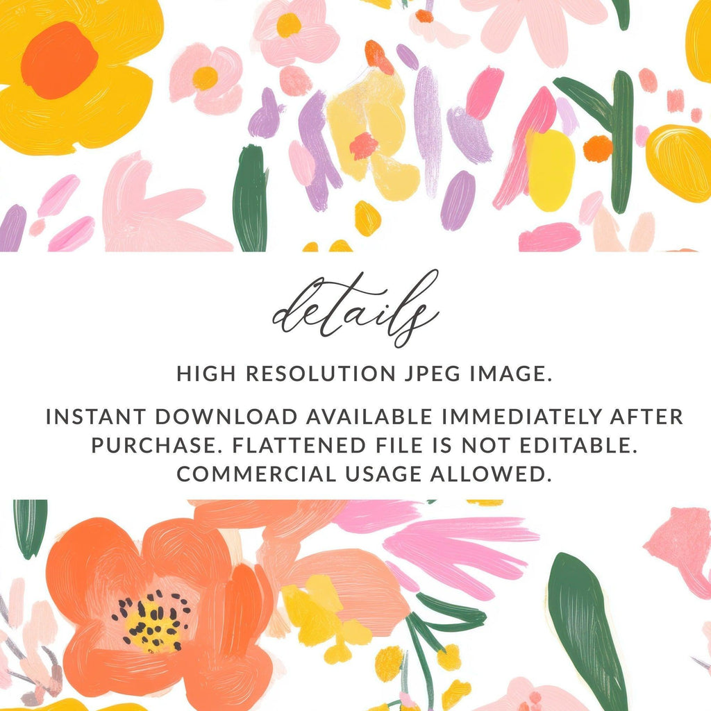 Floral Seamless Pattern Digital, Modern Flower Print, Painterly Style, Repeat Pattern Design, Fabric Design, Digital Paper - Moore and Mountain
