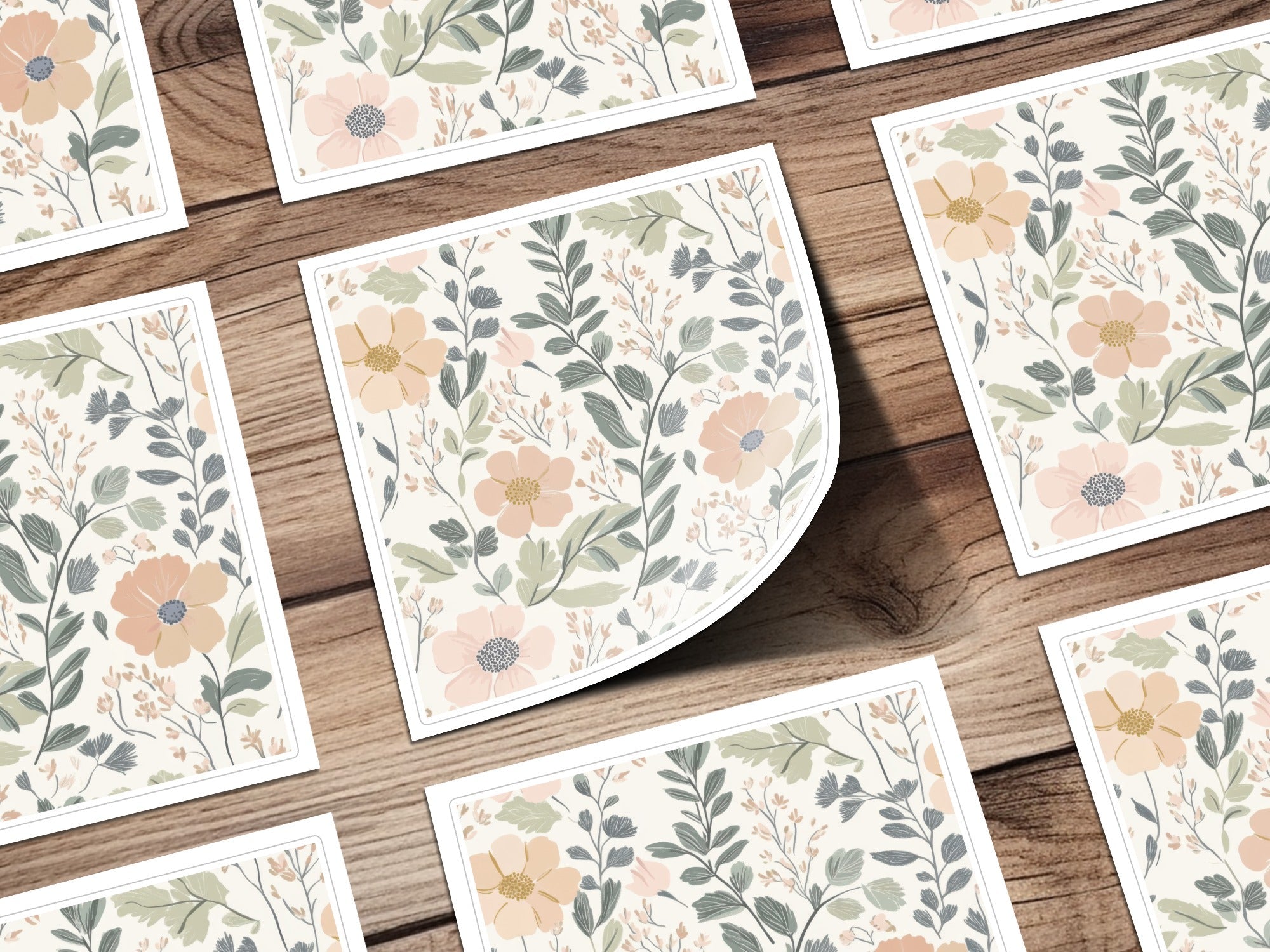 Floral Seamless Pattern, Digital Paper, Blush Pink Flowers, Green Leaves, Repeating Pattern, Fabric Design, Digital Download - Moore and Mountain