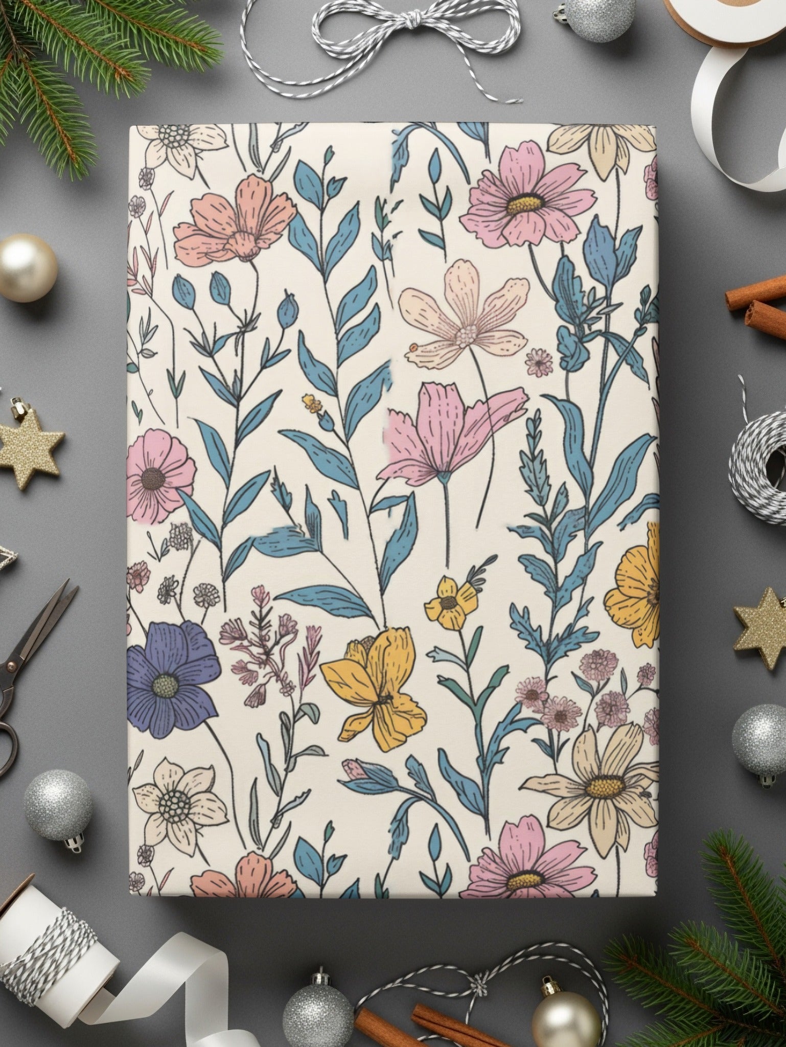 Floral Seamless Pattern Digital Paper, Botanical Flower Background, JPEG Files for Fabric Print, Scrapbooking, Digital Download - Moore and Mountain