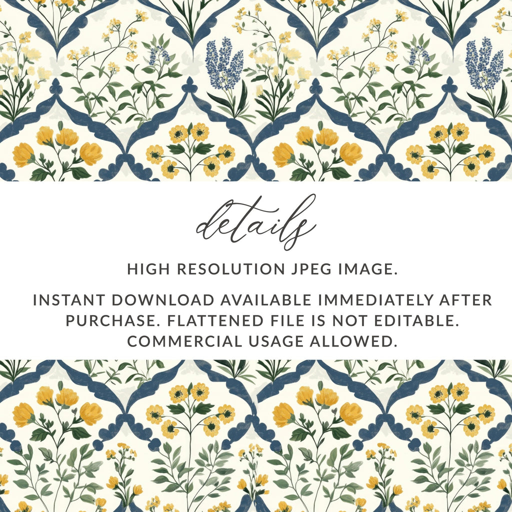 Floral Seamless Pattern Digital Paper, Botanical Repeat Pattern, Flower Background, Scrapbooking Pattern, Digital Download - Moore and Mountain
