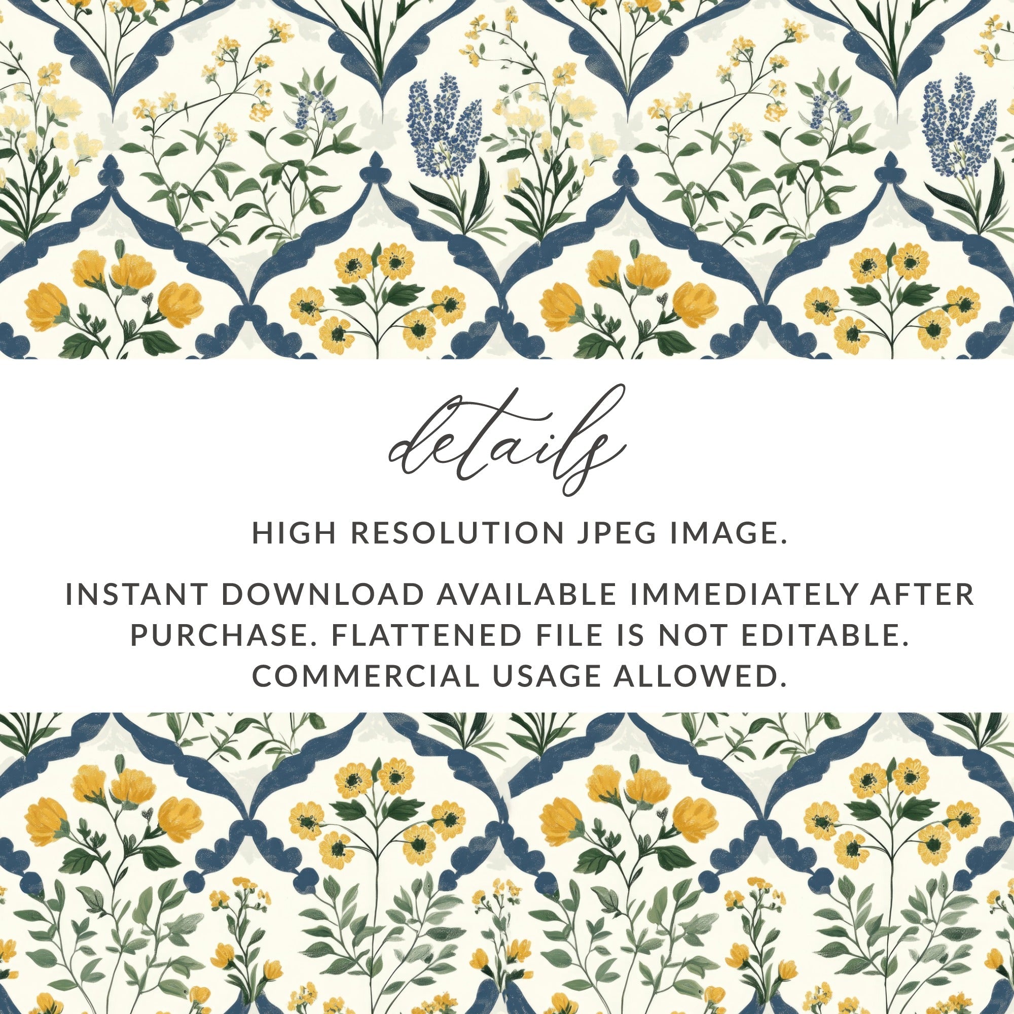 Floral Seamless Pattern Digital Paper, Botanical Repeat Pattern, Flower Background, Scrapbooking Pattern, Digital Download - Moore and Mountain