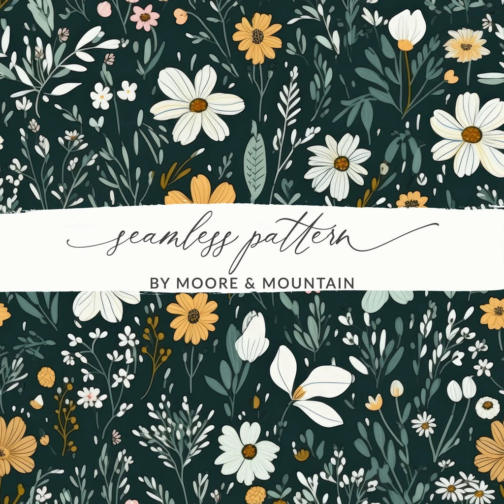 Floral Seamless Pattern Digital Paper, Botanical Wallpaper, Meadow Flower Design, Spring Digital Print, Fabric Design, 12x12 JPEG - Moore and Mountain