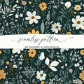 Floral Seamless Pattern Digital Paper, Botanical Wallpaper, Meadow Flower Design, Spring Digital Print, Fabric Design, 12x12 JPEG - Moore and Mountain