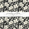 Floral Seamless Pattern Digital Paper, Cream Flowers, Dark Background, Repeat Pattern for Fabric, Scrapbooking, Digital Products - Moore and Mountain
