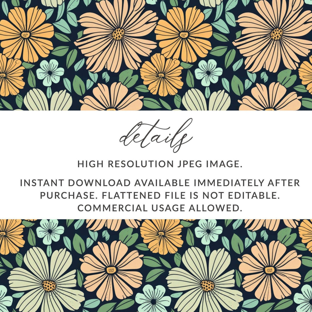 Floral Seamless Pattern, Digital Paper, Flower Pattern, Fabric Design, Print on Demand, Commercial Use, Retro Floral, Digital Download - Moore and Mountain