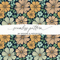 Floral Seamless Pattern, Digital Paper, Flower Pattern, Fabric Design, Print on Demand, Commercial Use, Retro Floral, Digital Download - Moore and Mountain