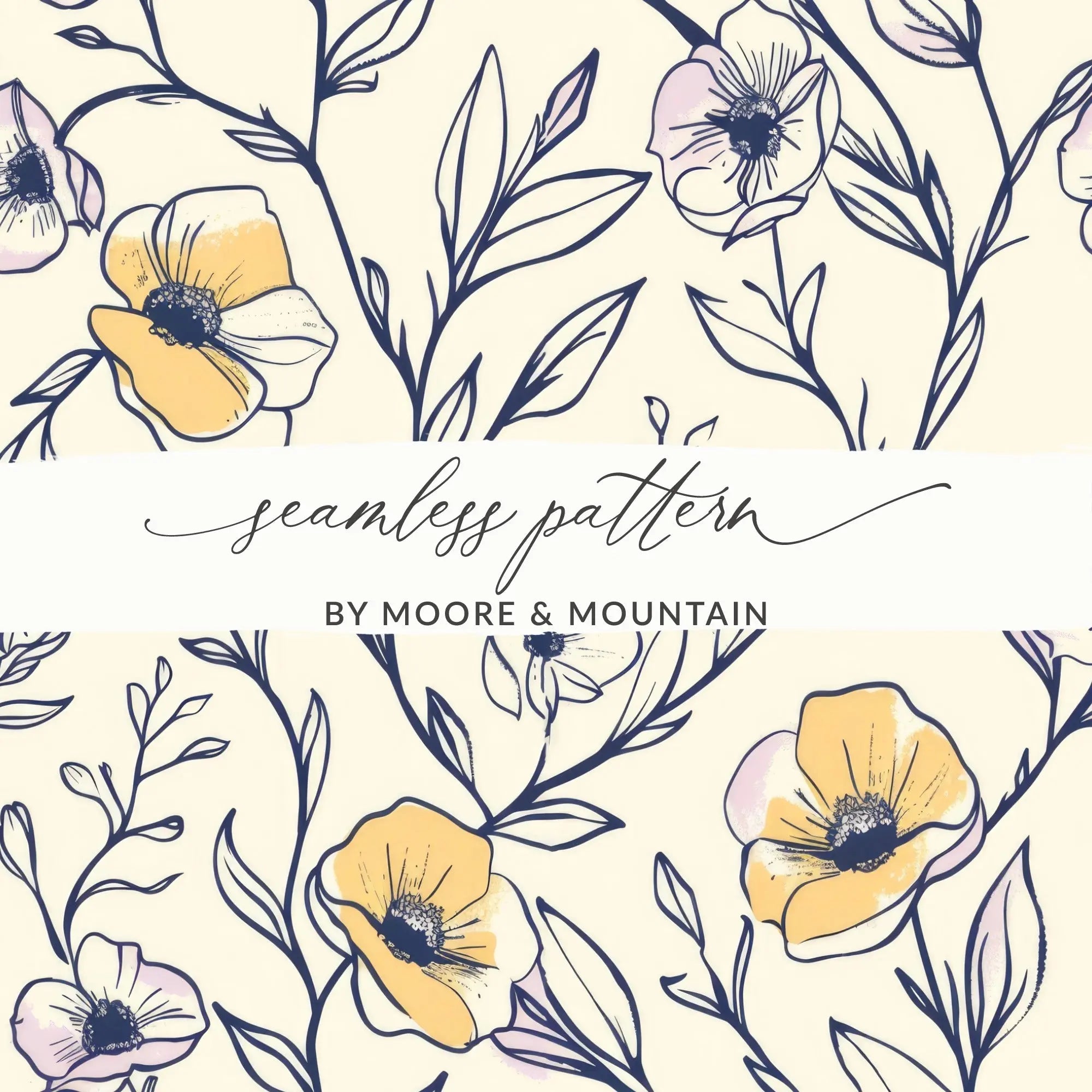 Floral Seamless Pattern Digital Paper, Flower Print for Fabric, Watercolor Flowers Background, Floral Print Design, Printable Flowers - Moore and Mountain