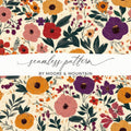 Floral Seamless Pattern Digital Paper, Flower Repeat Background, Printable Fabric Design, Scrapbooking, Digital Download - Moore and Mountain