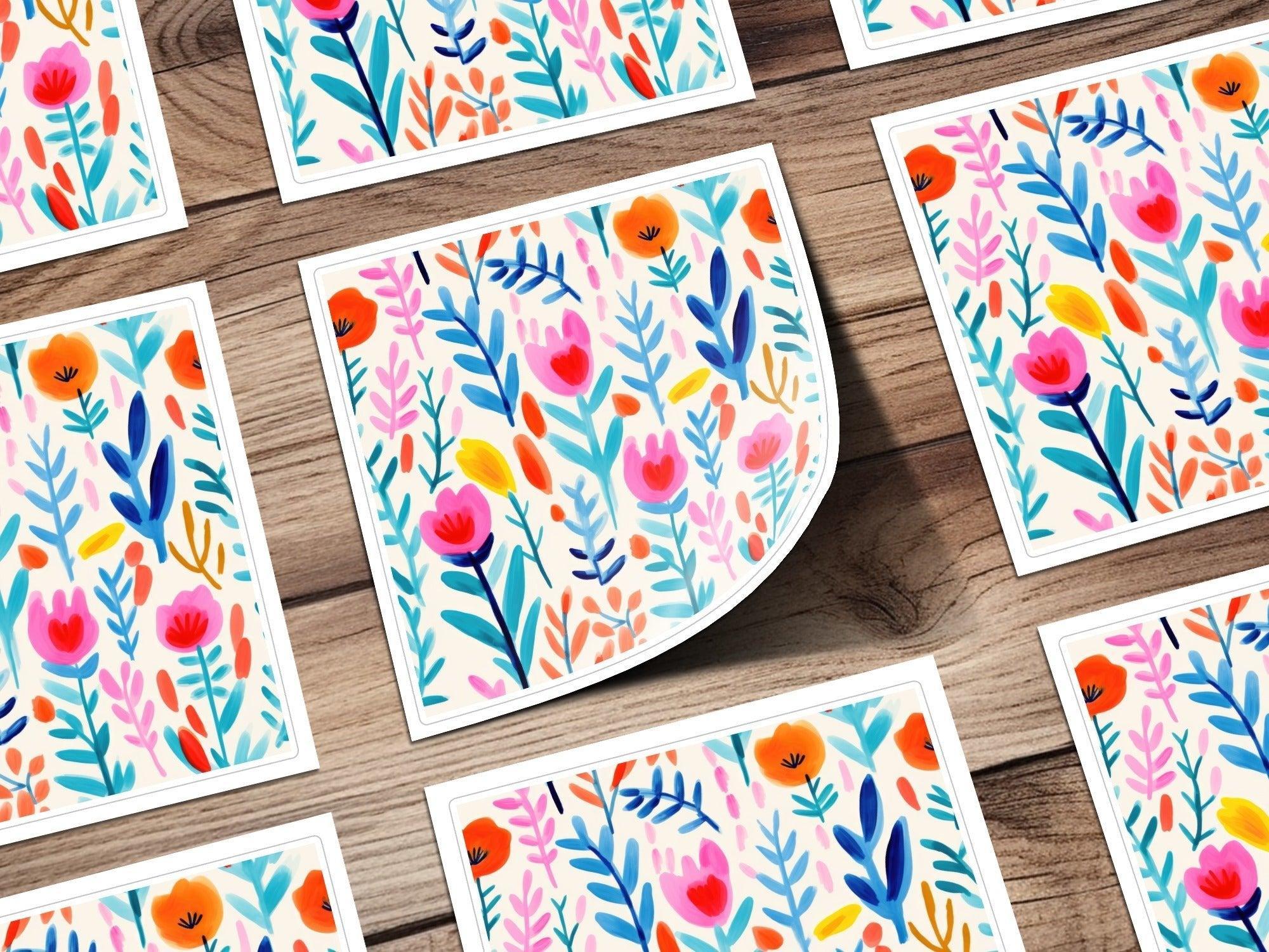 Floral Seamless Pattern, Digital Paper, Flowers Clipart, Bright Painted Design, Repeating Pattern, Scrapbooking, Fabric Design, Print on - Moore and Mountain