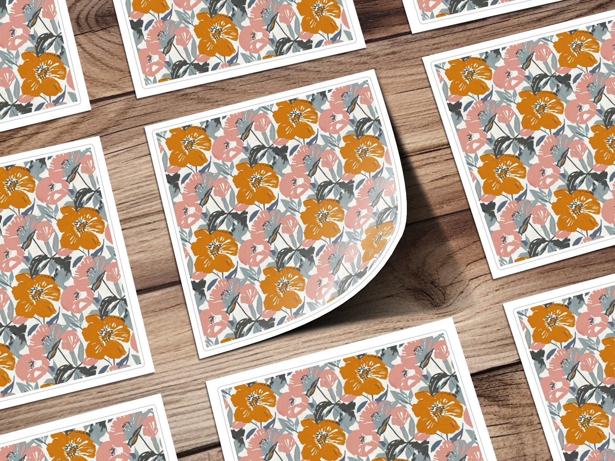 Floral Seamless Pattern Digital Paper, Orange Pink Flowers Illustration, Fabric Design Digital Download, Scrapbooking Paper Digital - Moore and Mountain