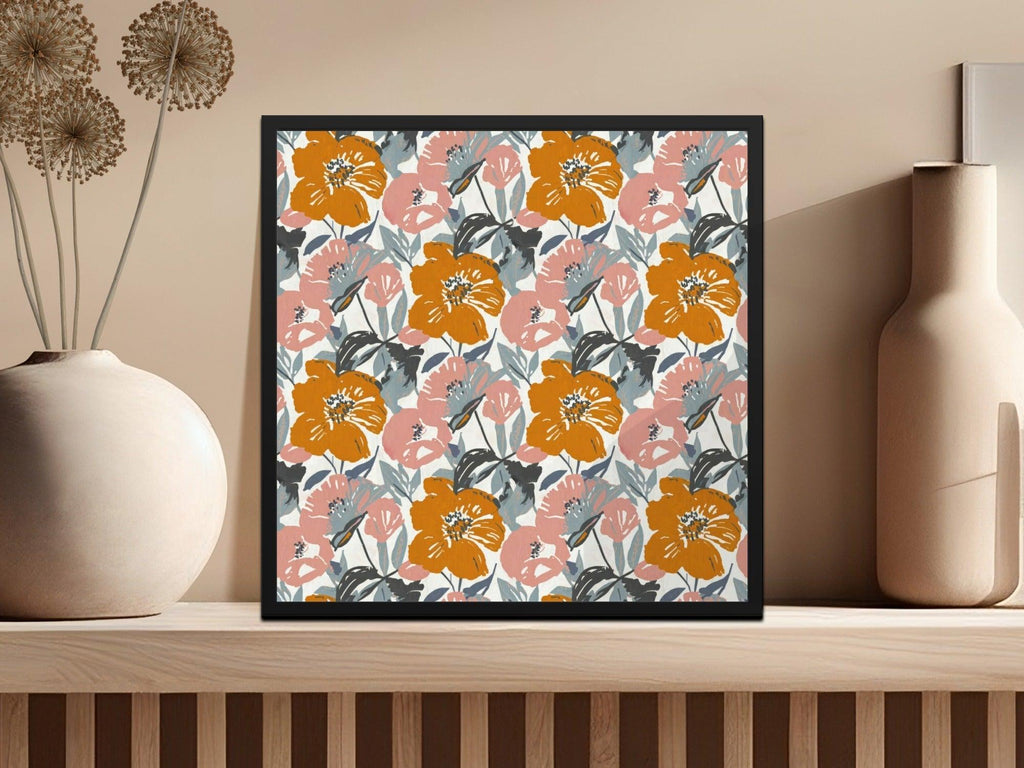 Floral Seamless Pattern Digital Paper, Orange Pink Flowers Illustration, Fabric Design Digital Download, Scrapbooking Paper Digital - Moore and Mountain