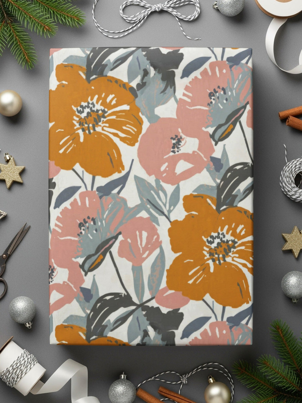 Floral Seamless Pattern Digital Paper, Orange Pink Flowers Illustration, Fabric Design Digital Download, Scrapbooking Paper Digital - Moore and Mountain