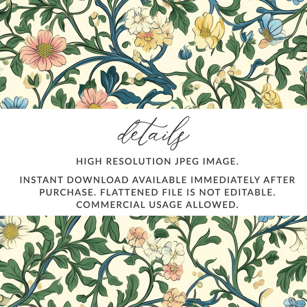 Floral Seamless Pattern, Digital Paper Pack, Botanical Print, Repeating Flower Design, Digital Download, Scrapbooking, Fabric Design - Moore and Mountain