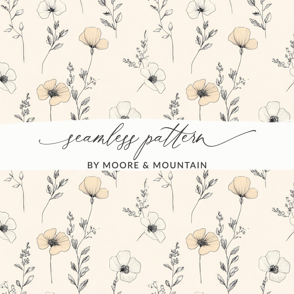 Floral Seamless Pattern, Digital Paper Pack, Flower Background, Botanical Print, Aesthetic Design, Scrapbook Paper, Fabric Design - Moore and Mountain