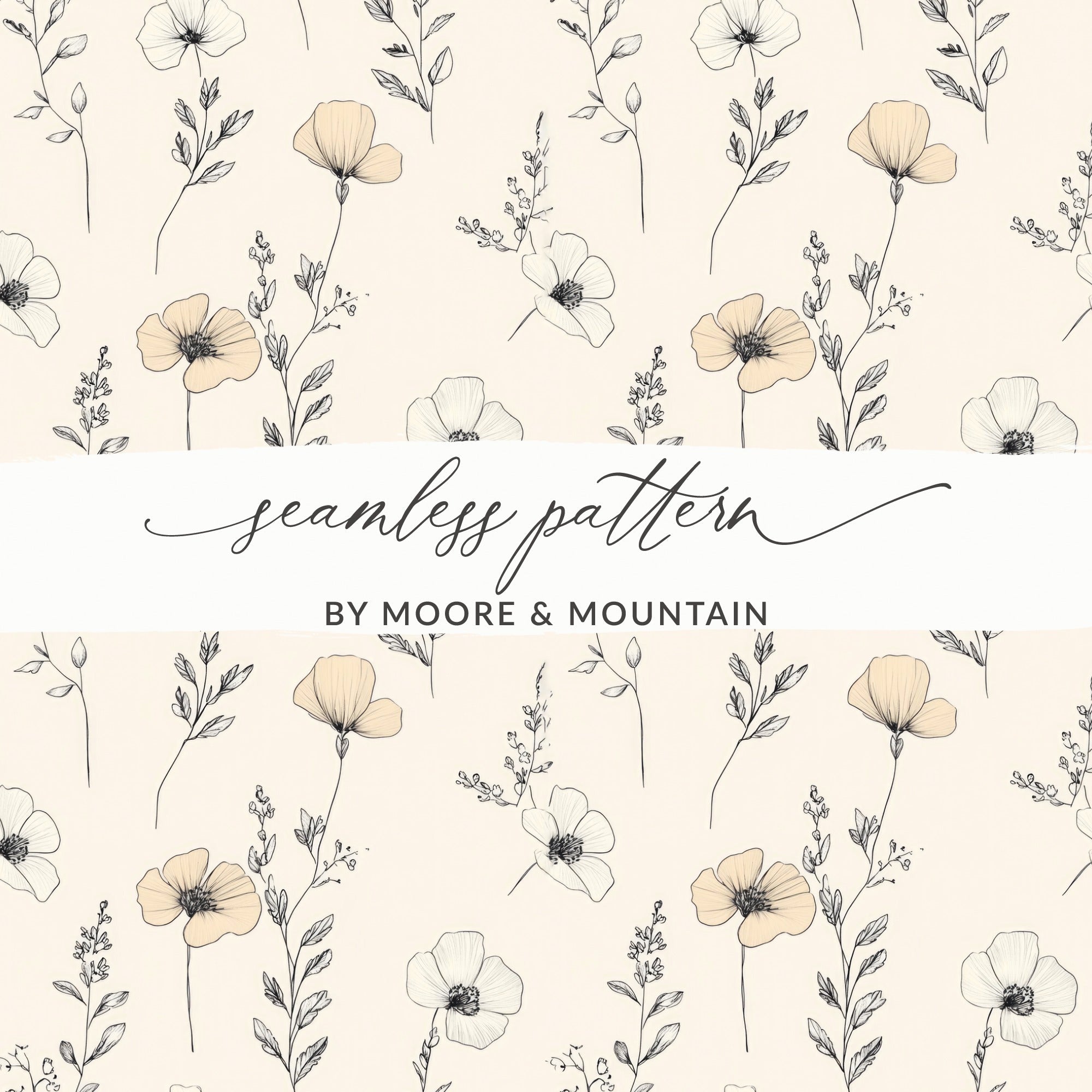 Floral Seamless Pattern, Digital Paper Pack, Flower Background, Botanical Print, Aesthetic Design, Scrapbook Paper, Fabric Design - Moore and Mountain