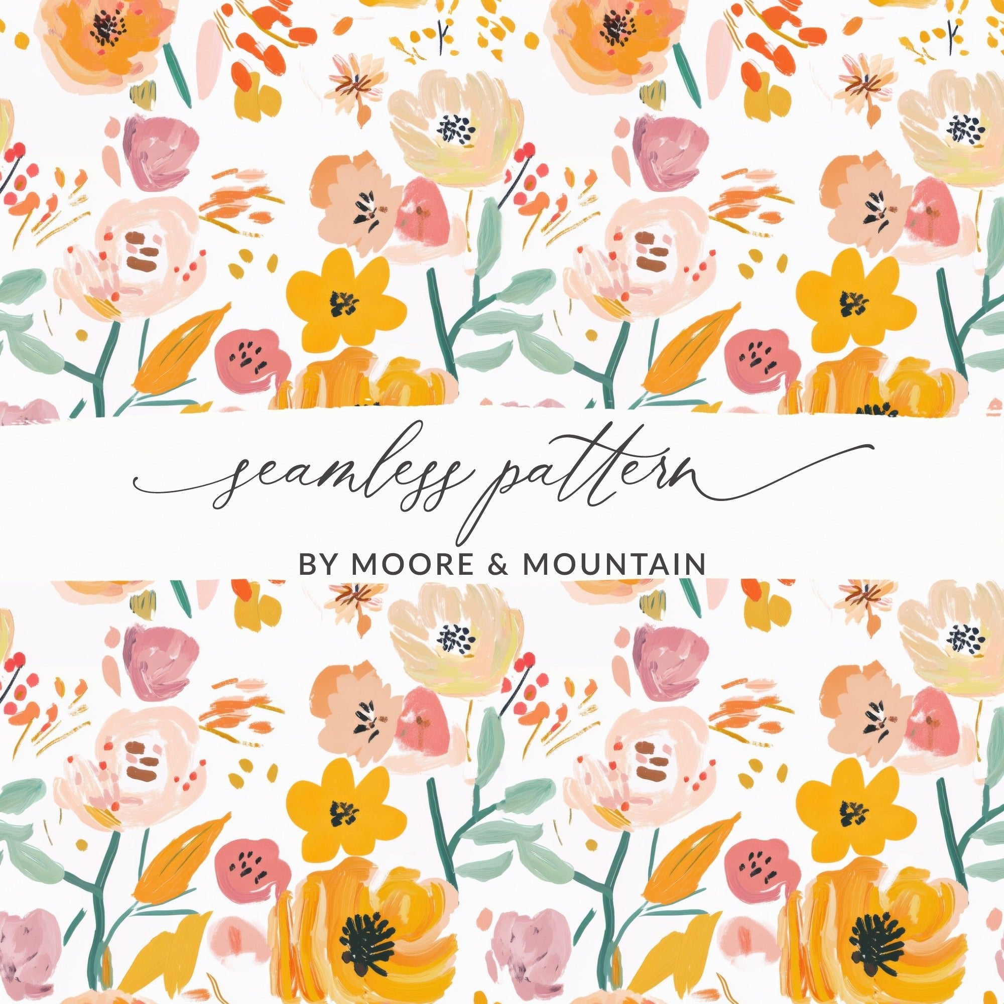 Floral Seamless Pattern, Digital Paper Pack, Flower Repeat Pattern, Commercial Use, Watercolor Flowers, Blossom Design, Floral Digital Print - Moore and Mountain