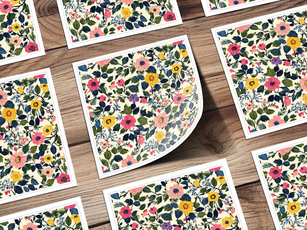 Floral Seamless Pattern, Digital Paper Pack, Flower Repeat Pattern, Pink Yellow Blue Floral Print, Fabric Pattern, Scrapbook Paper - Moore and Mountain