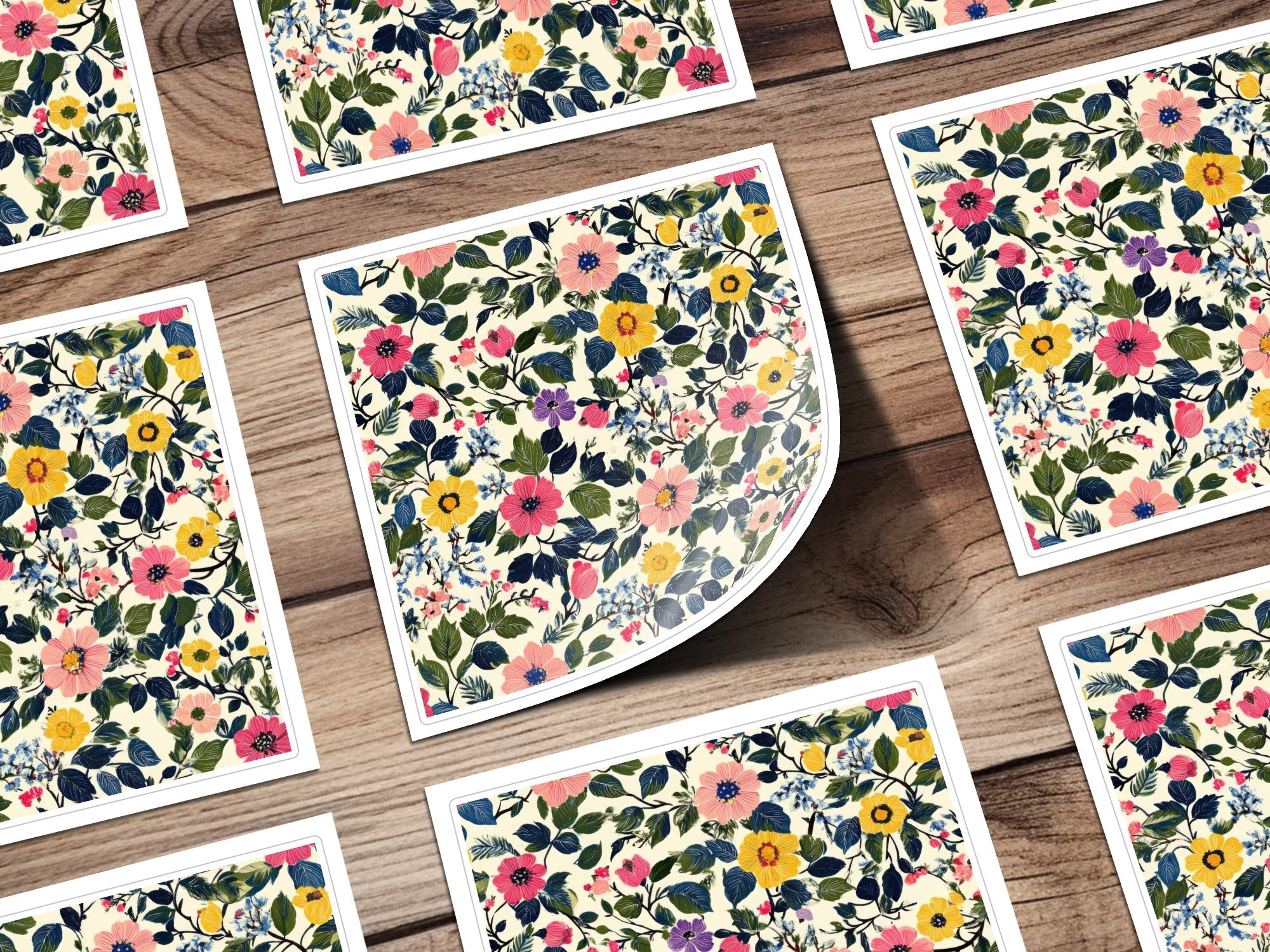 Floral Seamless Pattern, Digital Paper Pack, Flower Repeat Pattern, Pink Yellow Blue Floral Print, Fabric Pattern, Scrapbook Paper - Moore and Mountain