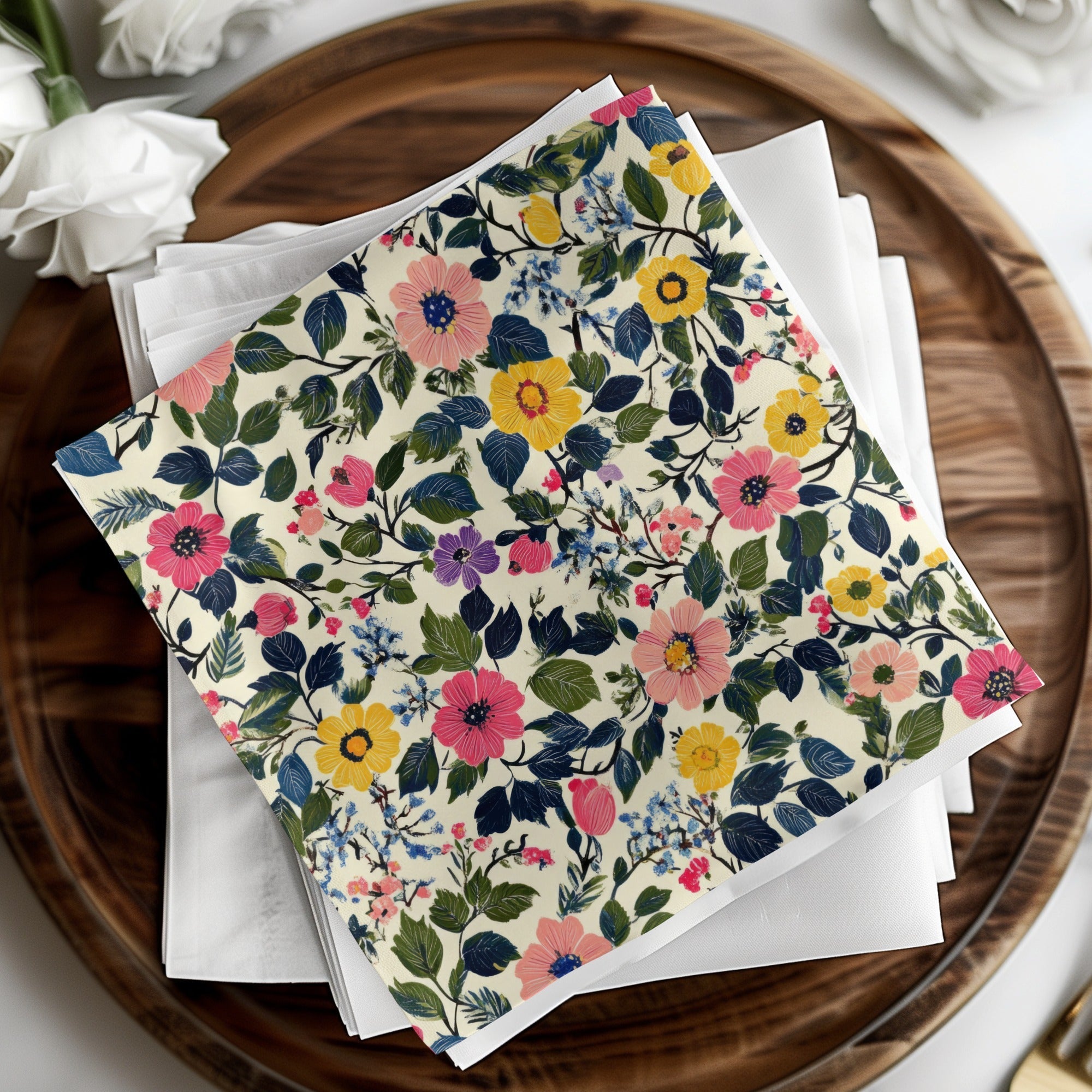 Floral Seamless Pattern, Digital Paper Pack, Flower Repeat Pattern, Pink Yellow Blue Floral Print, Fabric Pattern, Scrapbook Paper - Moore and Mountain