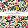 Floral Seamless Pattern, Digital Paper Pack, Flower Repeat Pattern, Pink Yellow Blue Floral Print, Fabric Pattern, Scrapbook Paper - Moore and Mountain