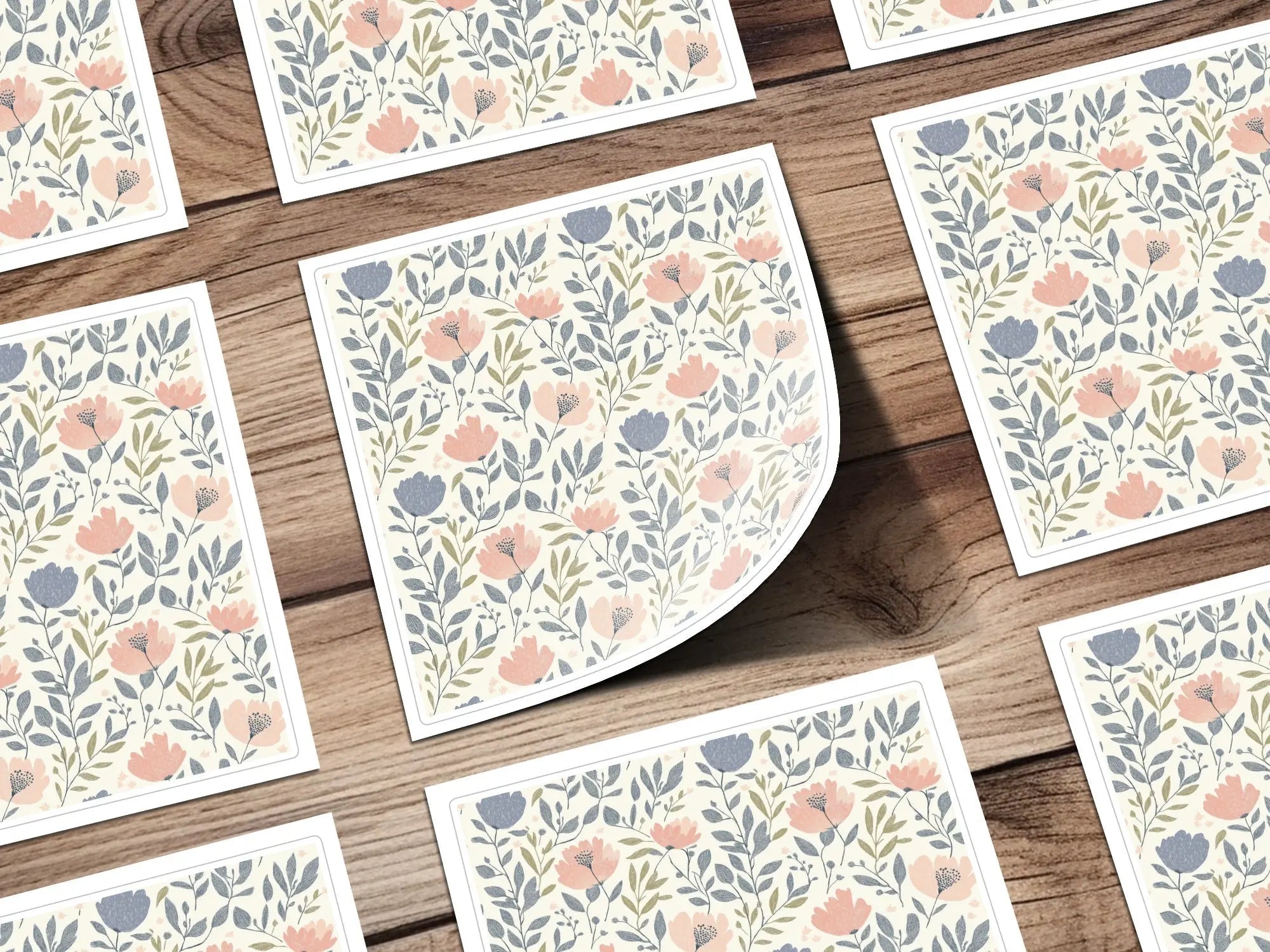 Floral Seamless Pattern, Digital Paper Pack, Flowers Leaves, Commercial Use, Print on Demand, 12x12 JPEG, Floral Digital - Moore and Mountain