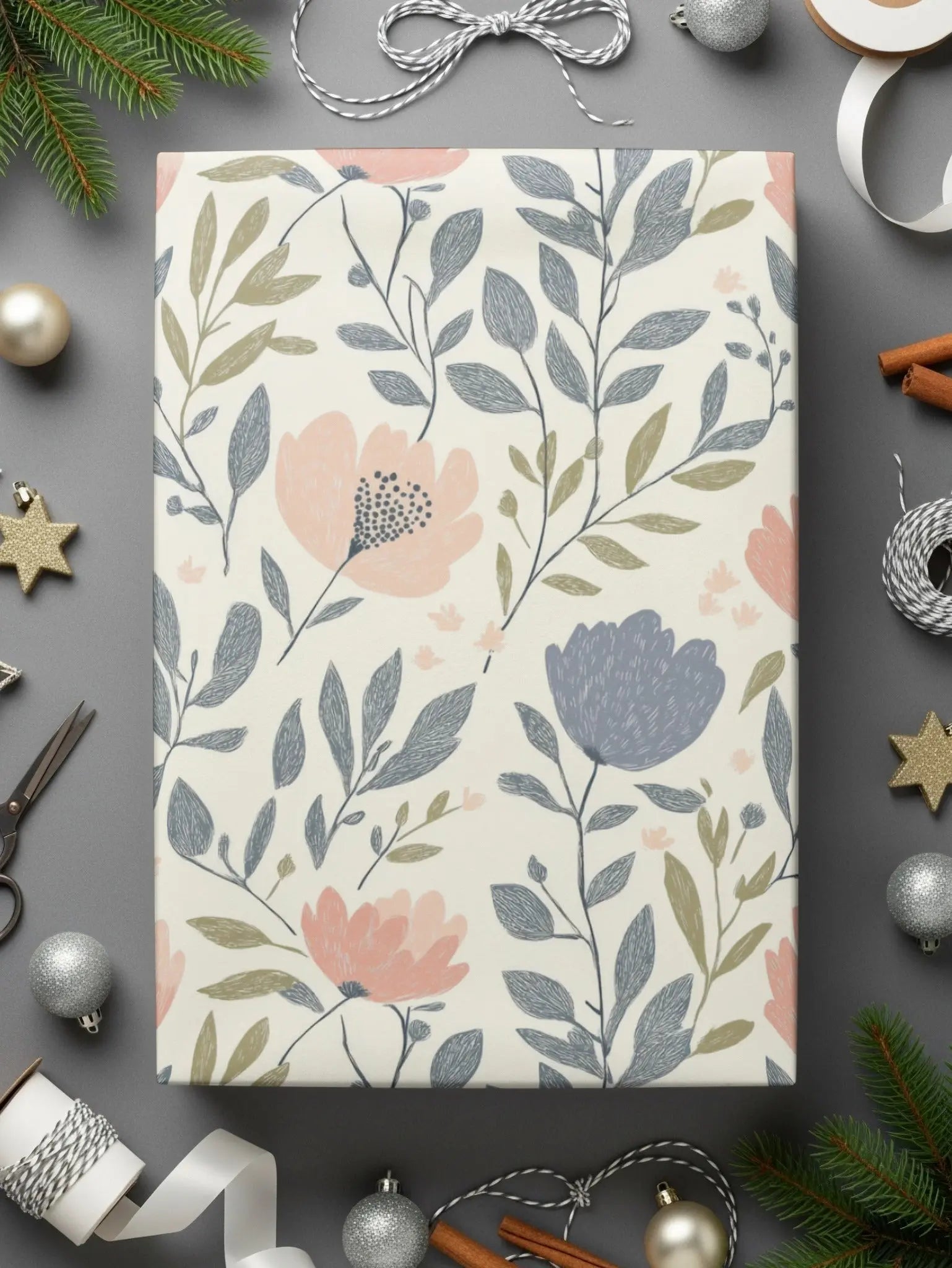 Floral Seamless Pattern, Digital Paper Pack, Flowers Leaves, Commercial Use, Print on Demand, 12x12 JPEG, Floral Digital - Moore and Mountain